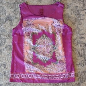 212 Collection Women's Fuchsia and Peach Patterned Blouse